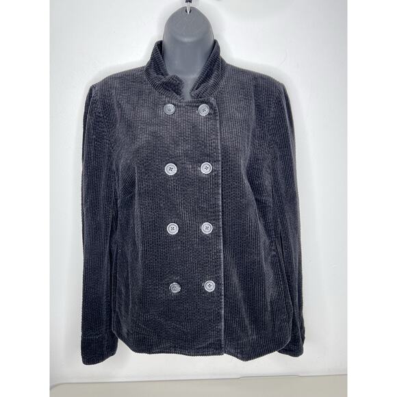 J. Jill Corduroy Black Button Up Jacket Women’s Size Medium - Picture 1 of 7